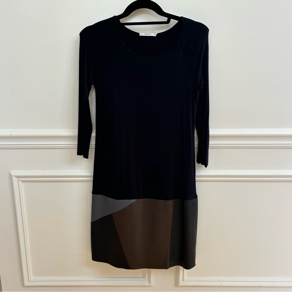 Bailey 44 Mixed Media Drop Waist Leather Skirt  Mini Dress Size Small
